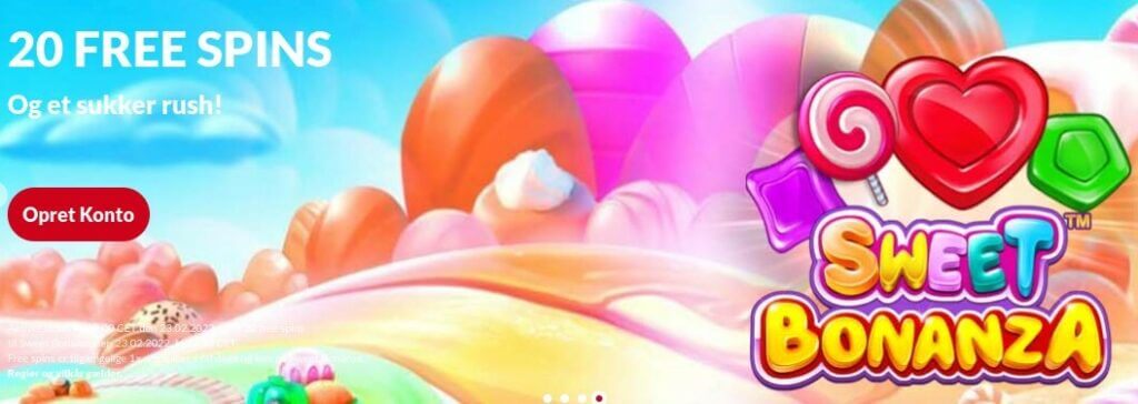 20 free spins til Sweet Bonanza