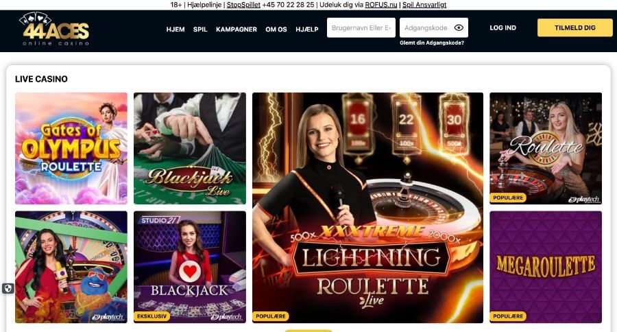 44Aces live casino
