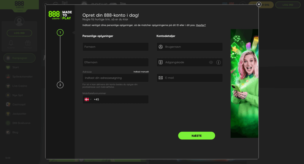888 Casino registrering