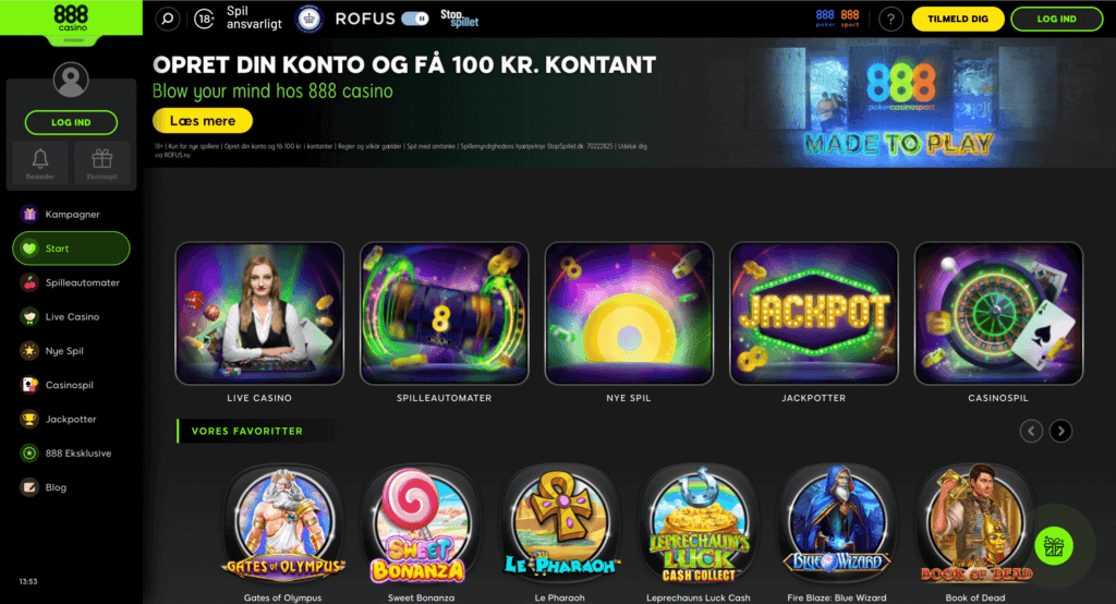 888 Casino forside