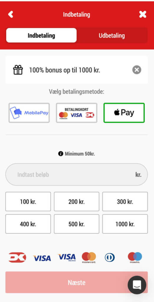 Bet25 betalingsmetoder