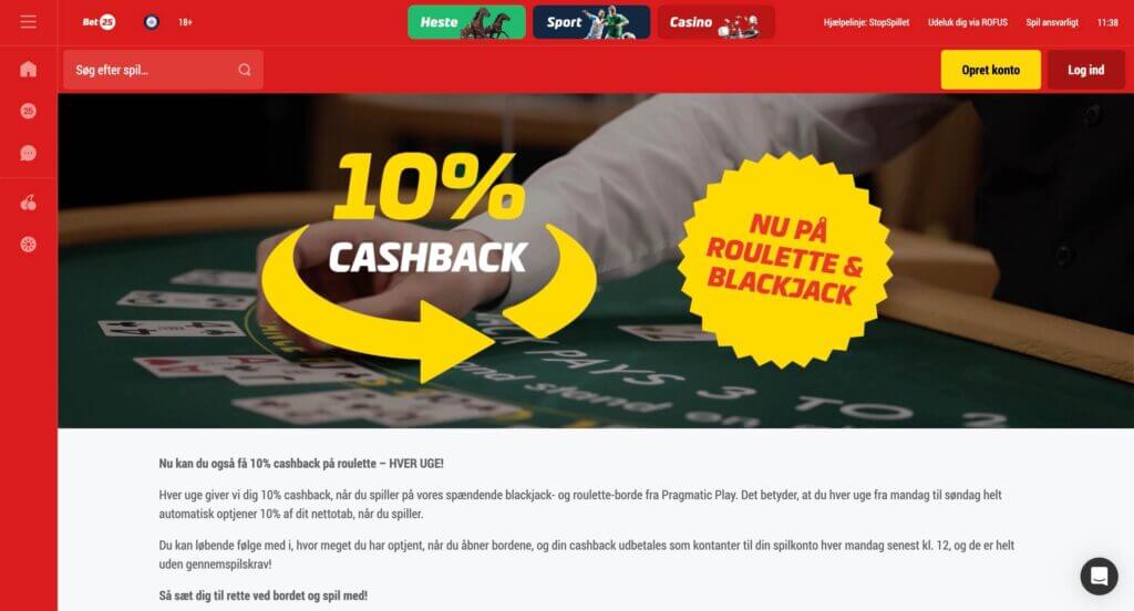 Bet25 cashback bonus