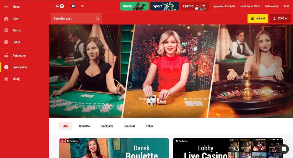 Bet25 live casino