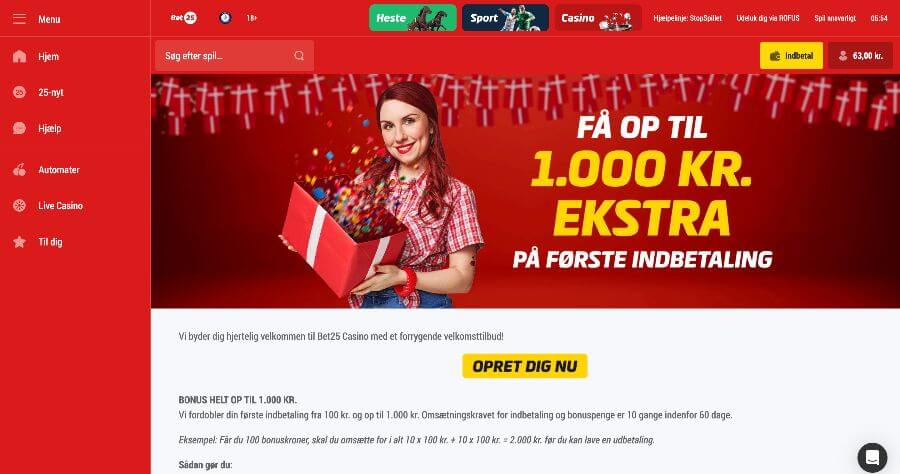Bet25 velkomstbonus