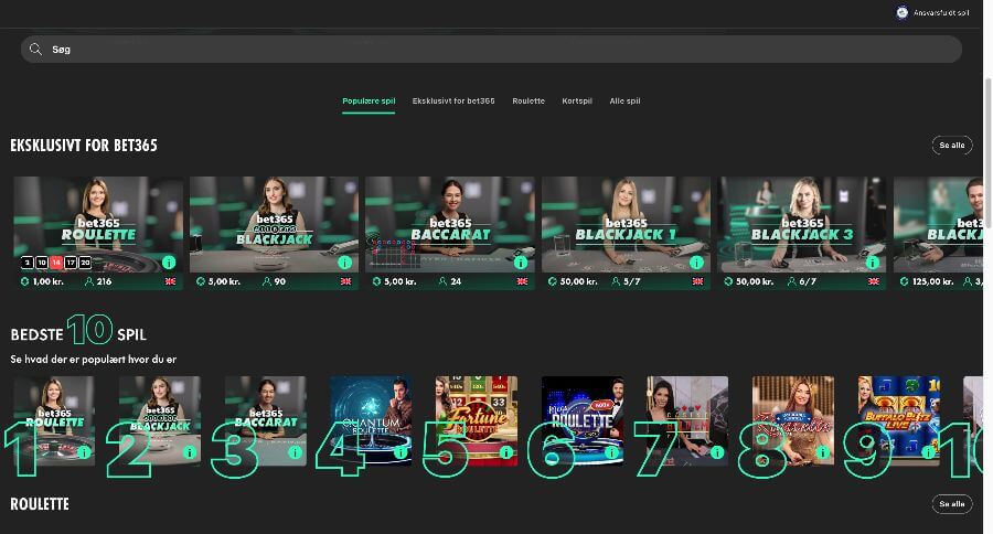 Bet365 live casino