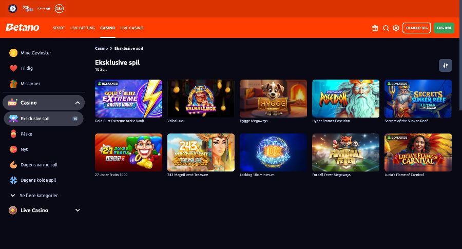 Betano eksklusive spil