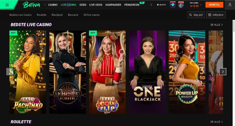 Betinia live casino