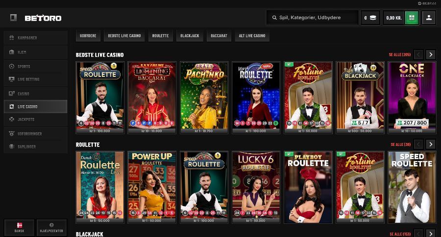 Betoro live casino