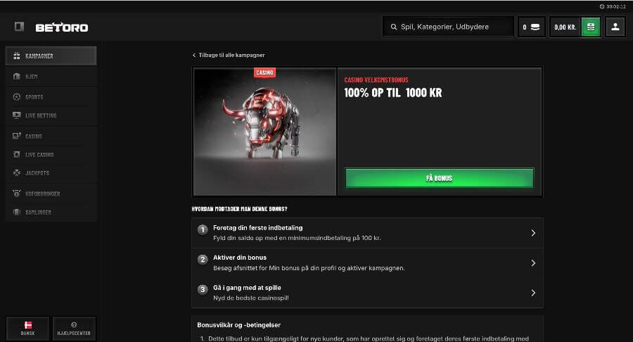 Betoro velkomstbonus