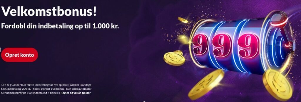 Velkomstbonus fra Casino999