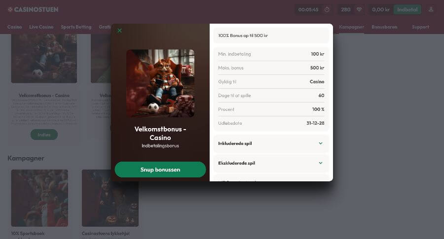 Casinostuen velkomstbonus
