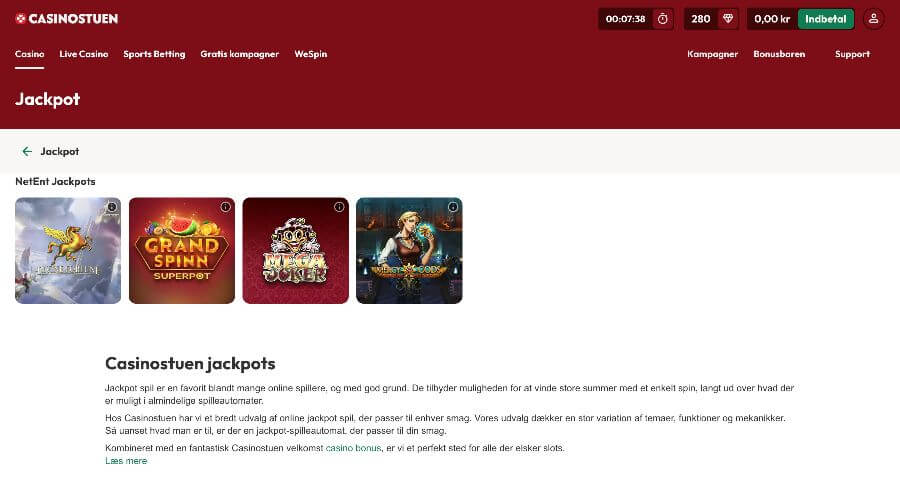 Casinostuen jackpotspil