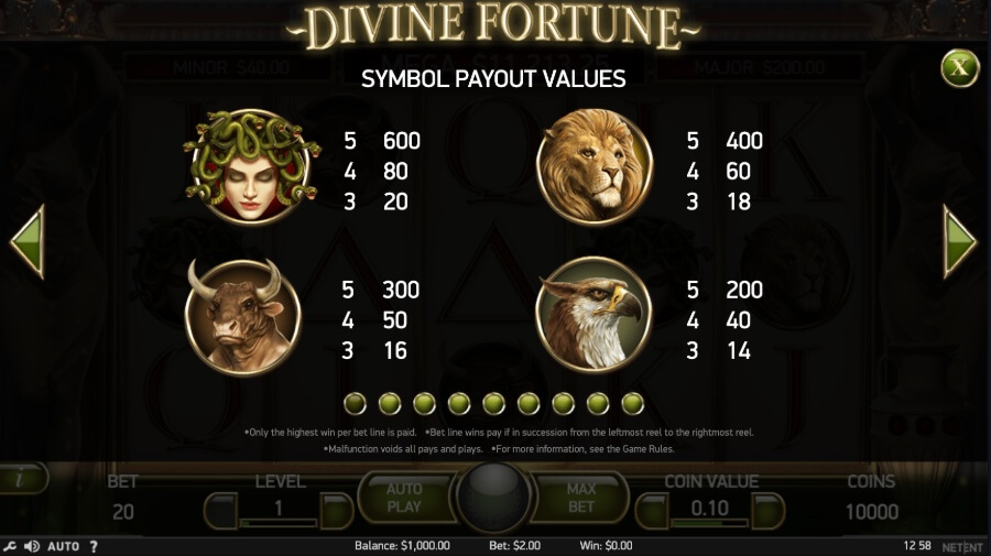 Divine Fortune symboler