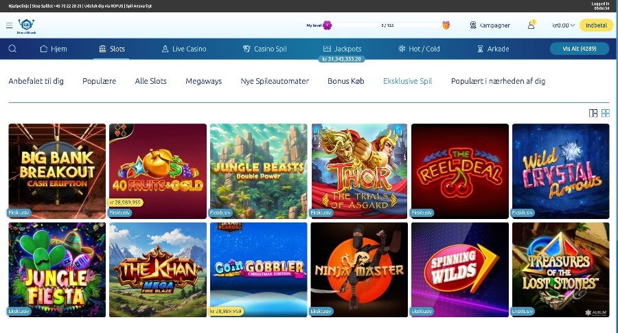 DrueckGlueck eksklusive spil