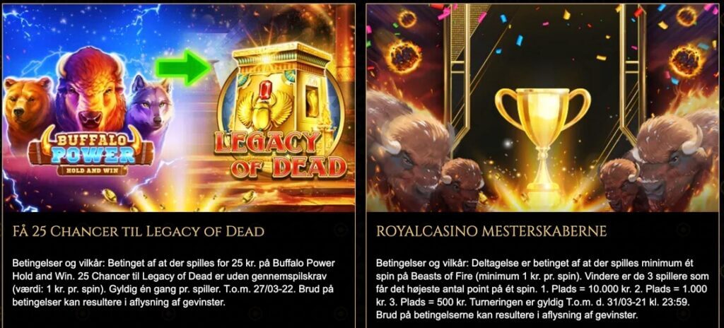 Kampagner og turneringer hos RoyalCasino