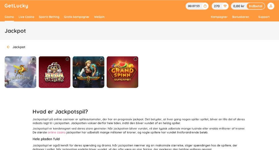 GetLucky jackpotspil