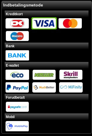 Betalingsmetoder hos Videoslots.