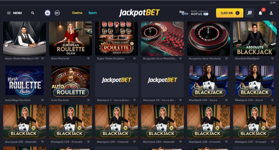 JackpotBet live casino