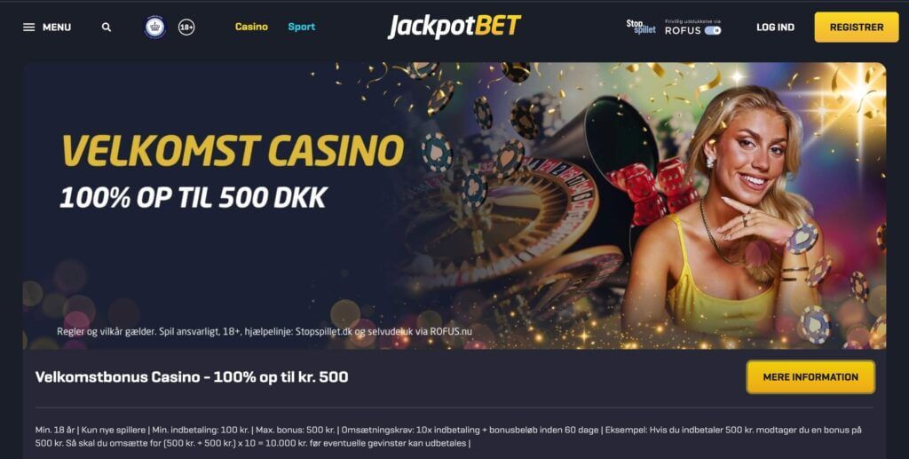 Velkomstbonus hos JackpotBet