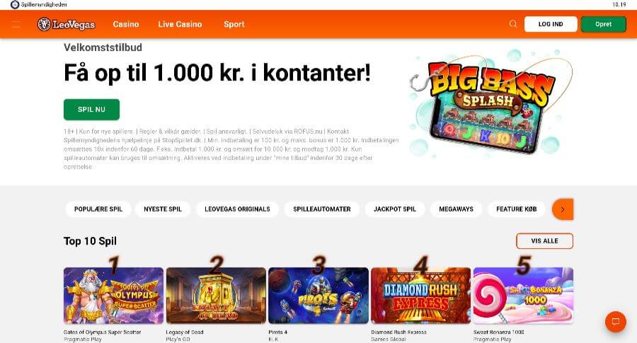 LeoVegas forside