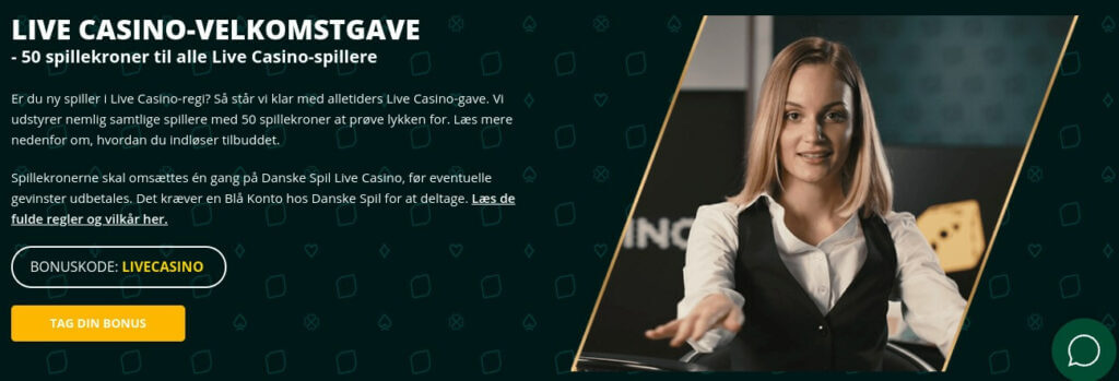 Danske spil live casino velkomstbonus