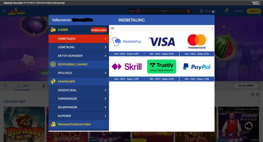 LuckyLouis betalingsmetoder