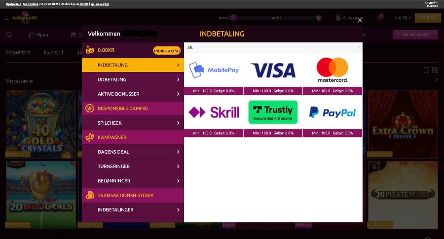 LuckyNiki betalingsmetoder