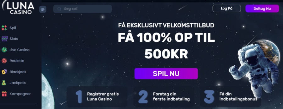 Luna Casino velkomsttilbud screenshot