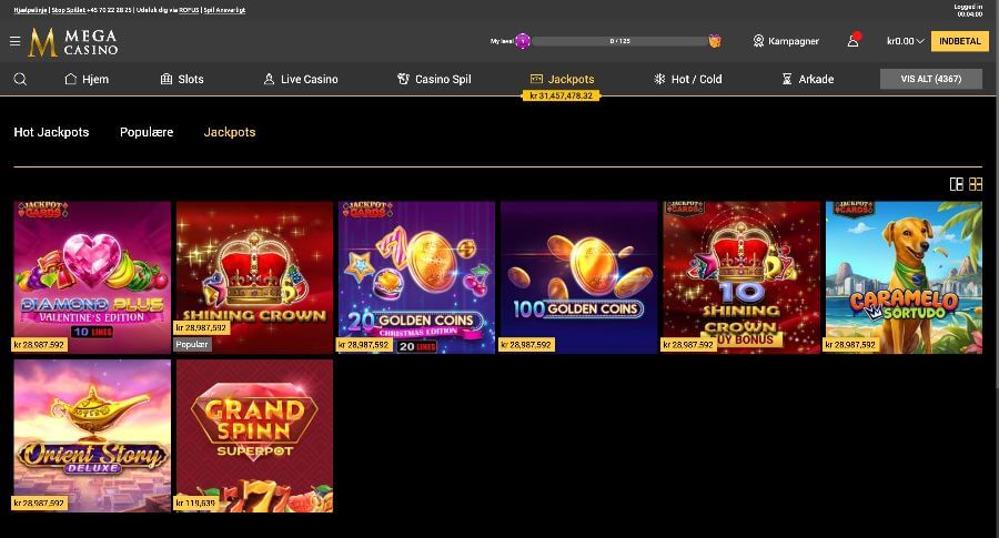 Mega Casino jackpotspil
