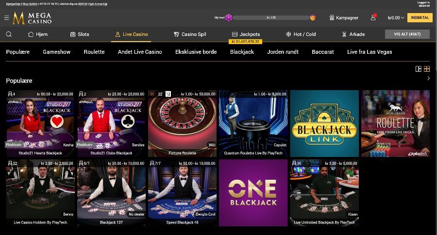 Mega Casino live casino