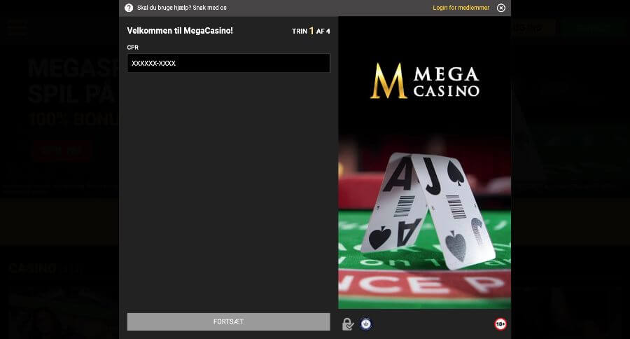 Mega Casino oprettelse