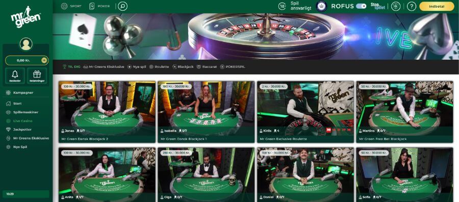 Mr Green live casino