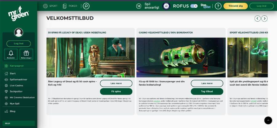 Mr Green velkomstbonus
