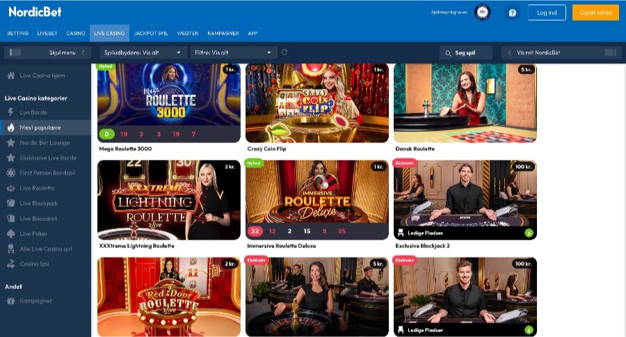 NordicBet live casino