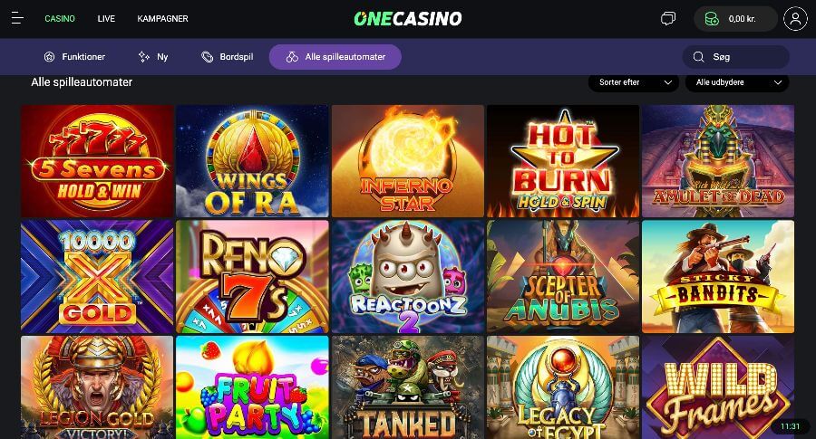 One Casino spillemaskiner