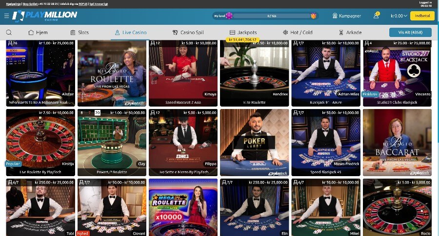 PlayMillion live casino