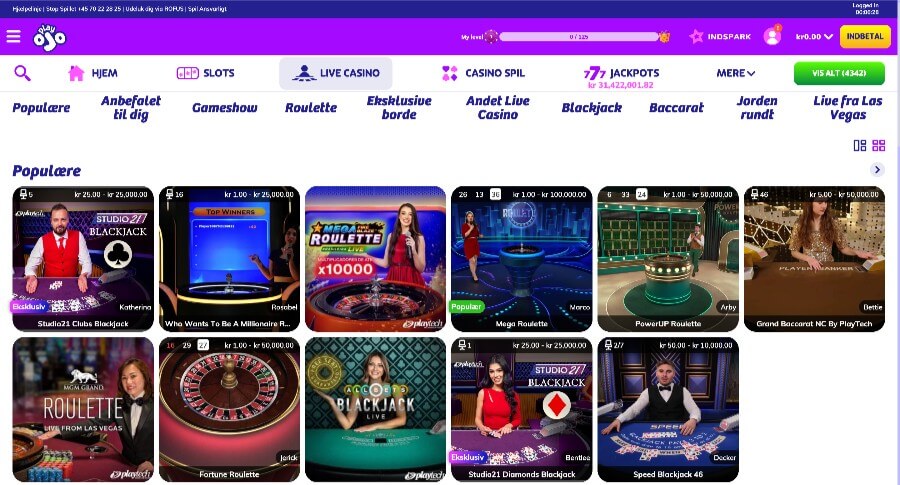PlayOJO live casino