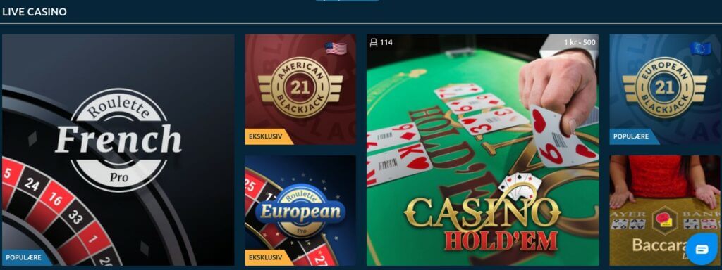 ICE36 har et fornuftigt udvalg af live casino spil.