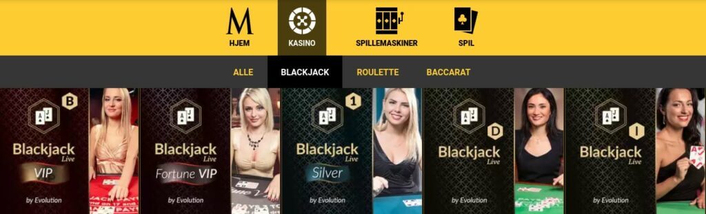 Spil Blackjack hos Mega Casino