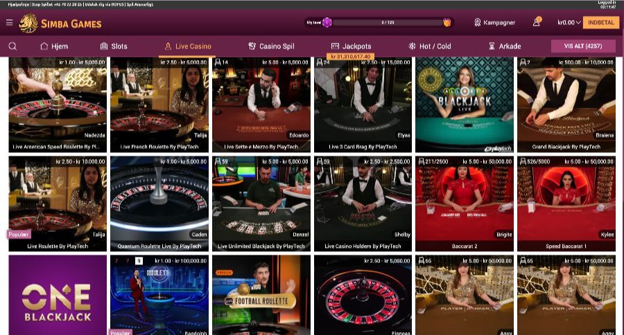 Simba Games live casino