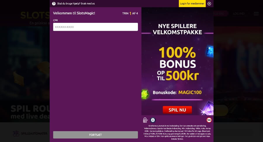 SlotsMagic oprettelse