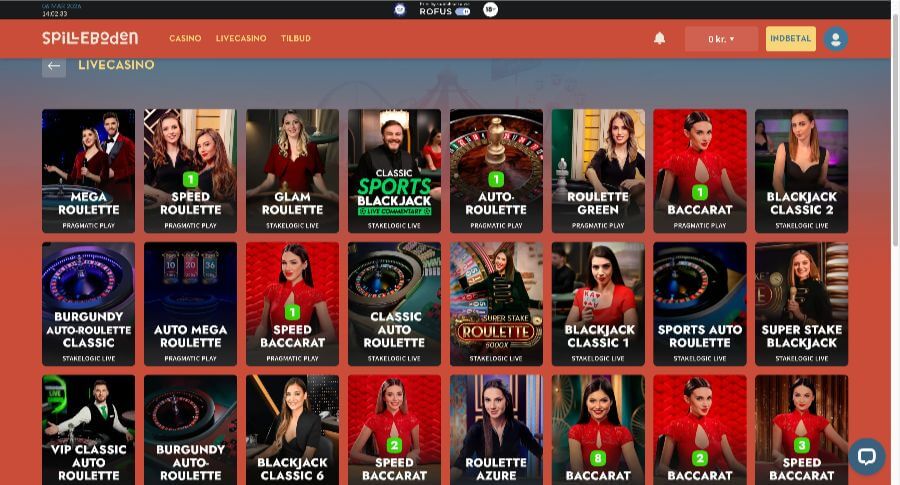 Spilleboden live casino