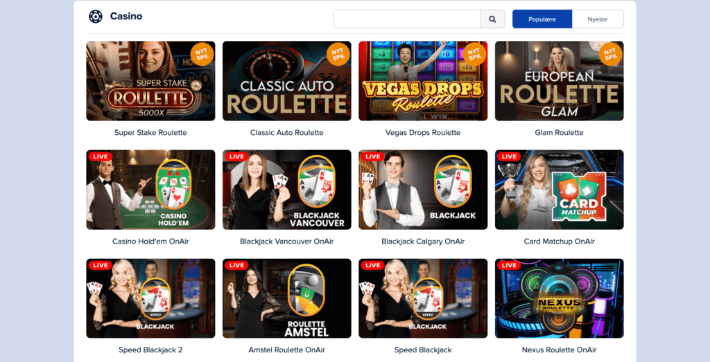 Spillehallen live casino