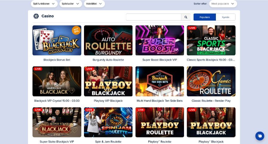 Spillehallen live casino