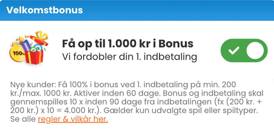 Spilnu.dk velkomstbonus