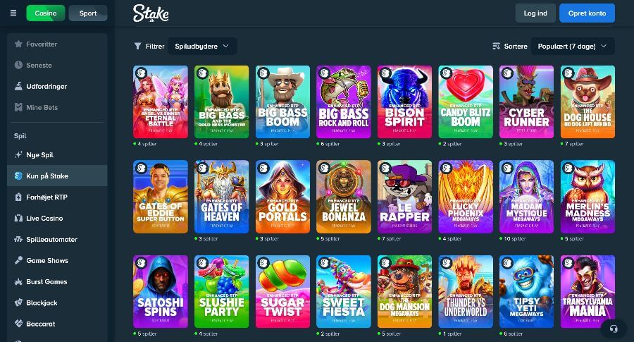 Stake.dk eksklusive spil