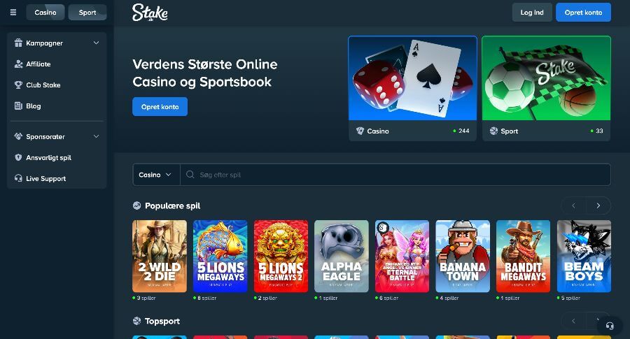 Stake.dk forside