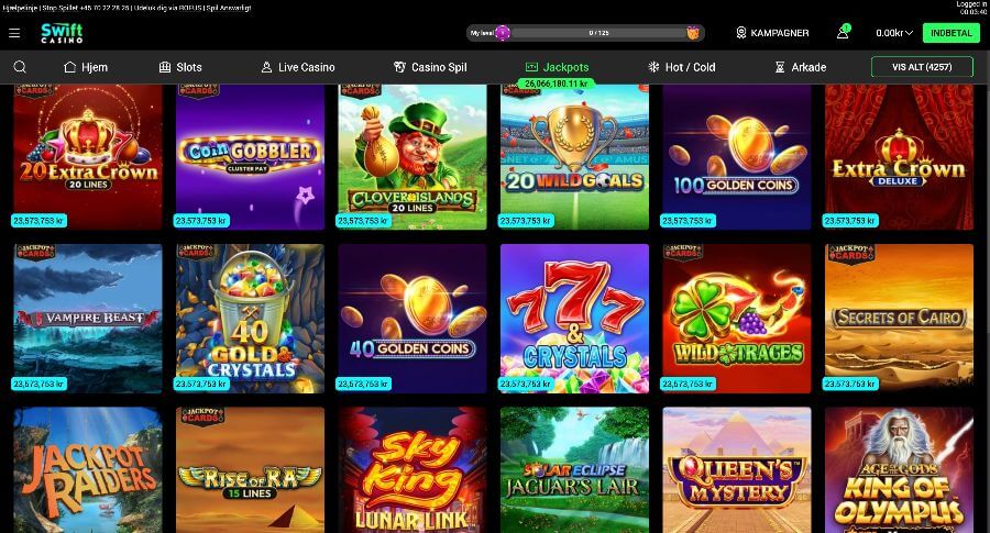 Swift Casino jackpotspil