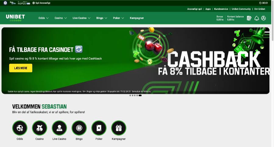 Unibet forside