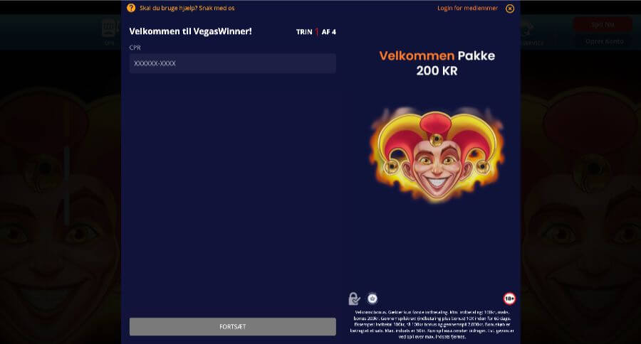 VegasWinner oprettelse